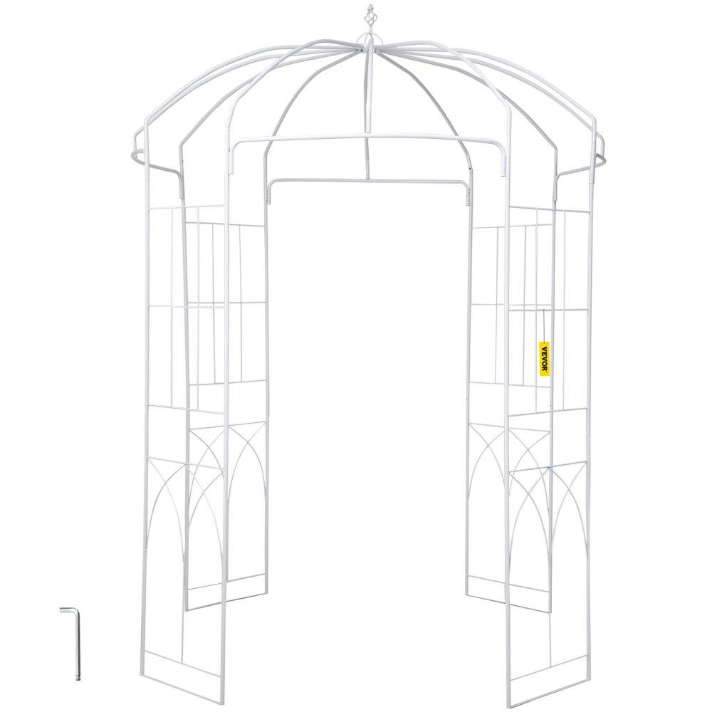 Patio Furniture & Accessories | Birdcage Shape Garden Arbor, 9′ High x 6.6′ Wide, Heavy Duty Wrought Iron Arbor, Wedding Arch Trellis for Climbing Vines in Outdoor Garden, Lawn, Backyard, Patio, White White Lawn & Garden Patio Furniture & Accessories