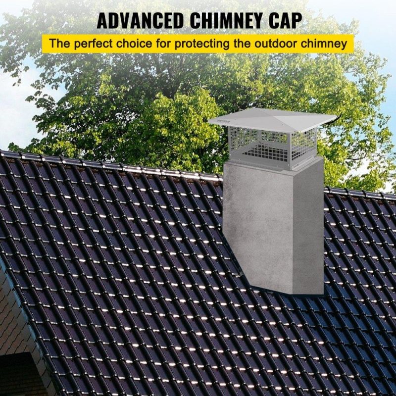 Patio Furniture & Accessories | Chimney Cap, 13″ x 13″ Flue Caps, 304 Stainless Steel Fireplace Chimney Cover, Adjustable Metal Spark Arrestor with Bolts Screws, Mesh Chimney Flue Cover for Outside Existing Clay Flue Tile Lawn & Garden Patio Furniture & Accessories