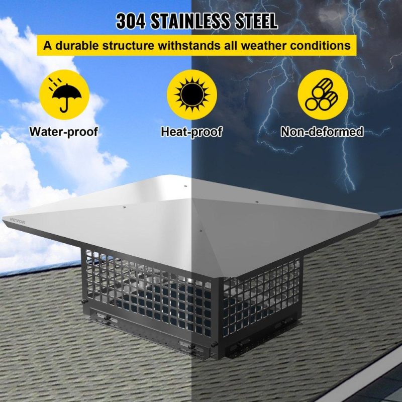 Patio Furniture & Accessories | Chimney Cap, 13″ x 17″ Flue Caps, 304 Stainless Steel Fireplace Chimney Cover, Adjustable Metal Spark Arrestor with Bolts Screws, Mesh Chimney Flue Cover for Outside Existing Clay Flue Tile Lawn & Garden Patio Furniture & Accessories