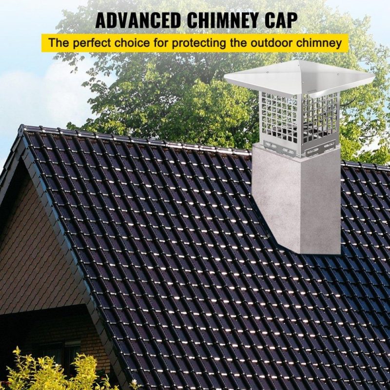 Patio Furniture & Accessories | Chimney Cap, 8″ x 8″ Flue Caps, 304 Stainless Steel Fireplace Chimney Cover, Adjustable Metal Spark Arrestor with Bolts Screws, Mesh Chimney Flue Cover for Outside Existing Clay Flue Tile Lawn & Garden Patio Furniture & Accessories