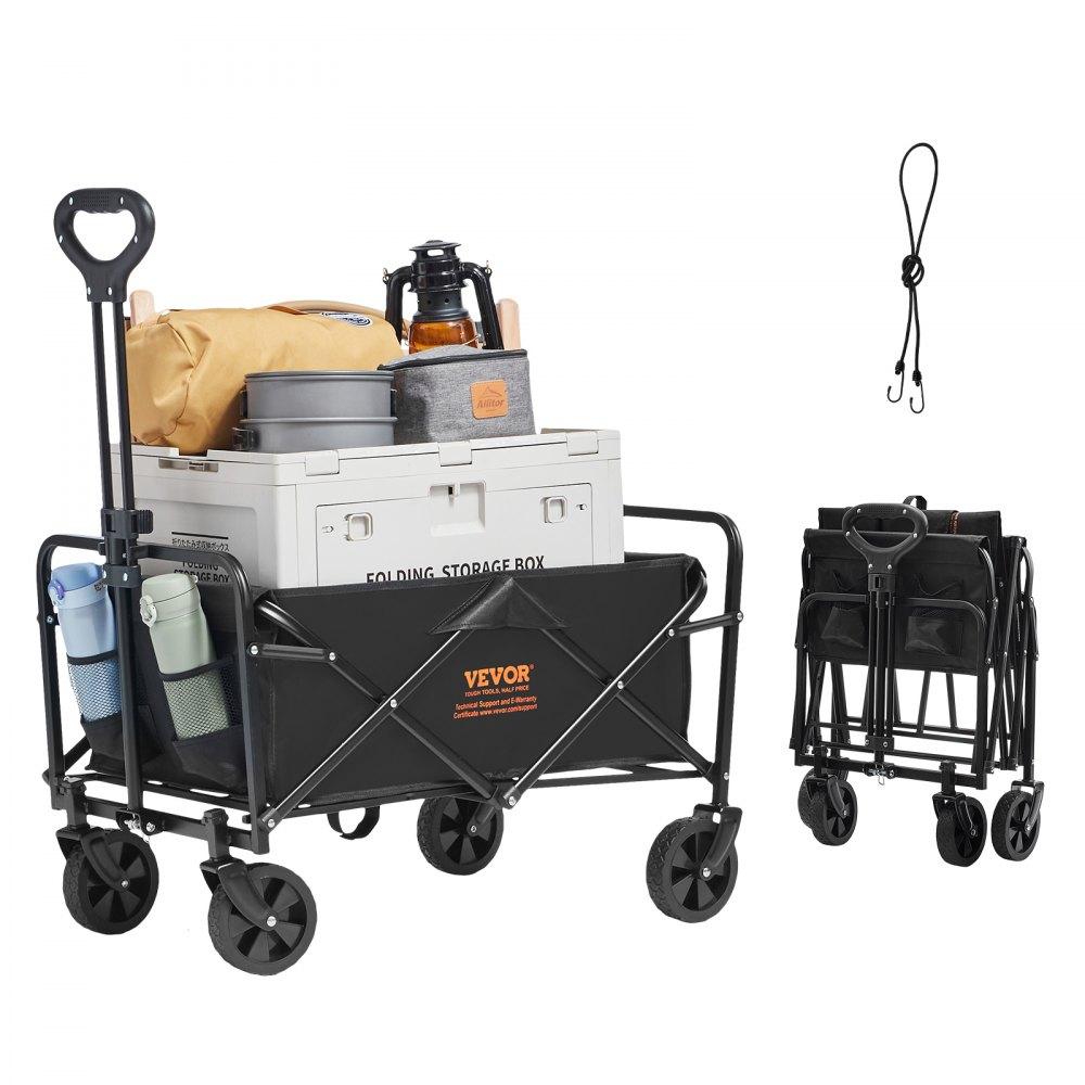 Patio Furniture & Accessories | Collapsible Folding Wagon, 2 cu.ft Beach Wagon Cart with All-Terrain 5in Wheels, Heavy Duty Folding Wagon Cart 220 lbs Weight Capacity with Drink Holders, Sports Wagon for Camping, Shopping, Gar Lawn & Garden Patio Furniture & Accessories