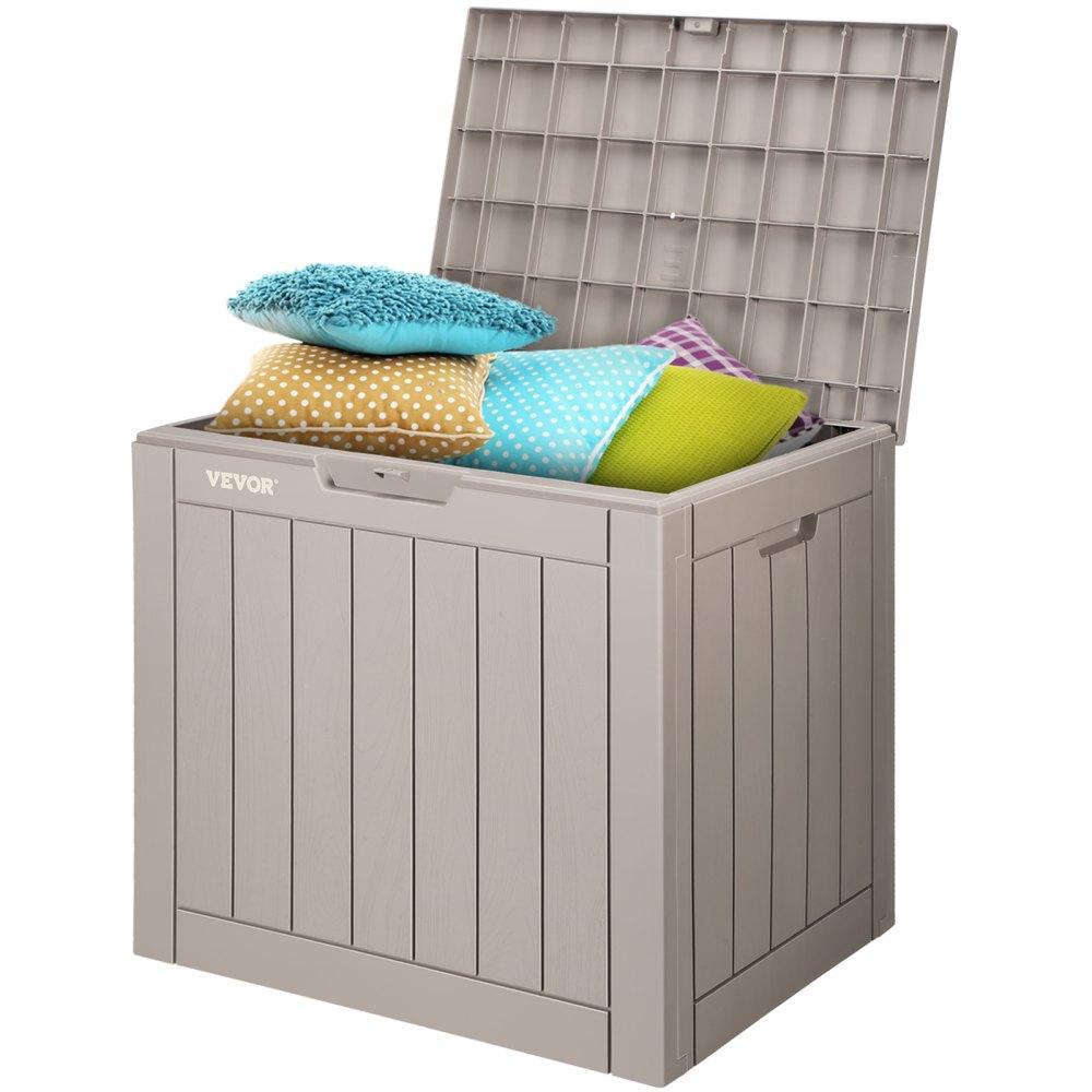 Patio Furniture & Accessories | Deck Box, 31 Gallon Outdoor Storage Box, 22.1″ x 17.1″ x 20.9″ , Waterproof PP Deckbox with Aluminum Alloy Padlock, for Patio Furniture, Pool Toys, Garden Tools, Outdoor Cushions, Gray Lawn & Garden Patio Furniture & Accessories