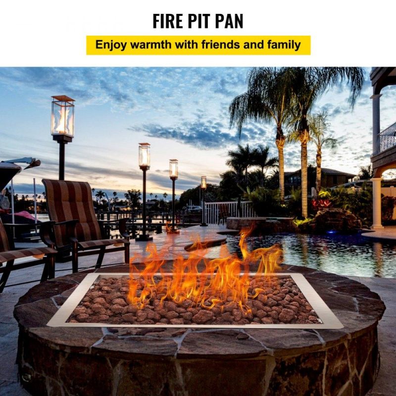 Patio Furniture & Accessories | Drop in Fire Pit Pan, 18″ x 18″ Square Fire Pit Burner, Stainless Steel Gas Fire Pan, Fire Pit Burner Pan w/ 1 Pack Volcanic Rock Fire Pit Insert w/ 90K BTU for Keeping Warm w/ Family & Friends Lawn & Garden Patio Furniture & Accessories