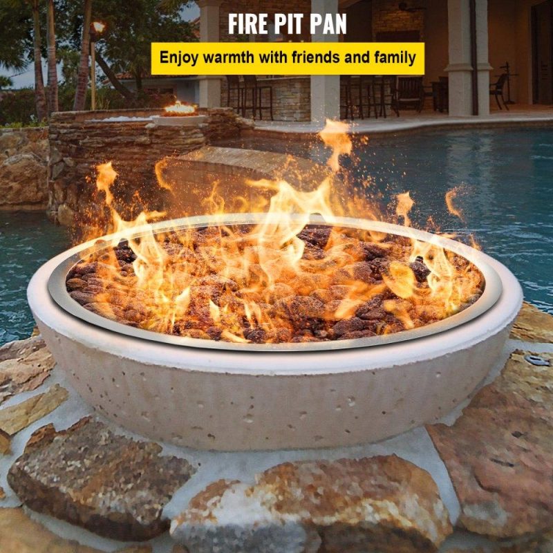 Patio Furniture & Accessories | Drop in Fire Pit Pan, 19″ x 19″ Round Fire Pit Burner, Stainless Steel Gas Fire Pan, Fire Pit Burner Pan w/ 1 Pack Volcanic Rock Fire Pit Insert w/ 90K BTU for Keeping Warm w/ Family & Friends Lawn & Garden Patio Furniture & Accessories