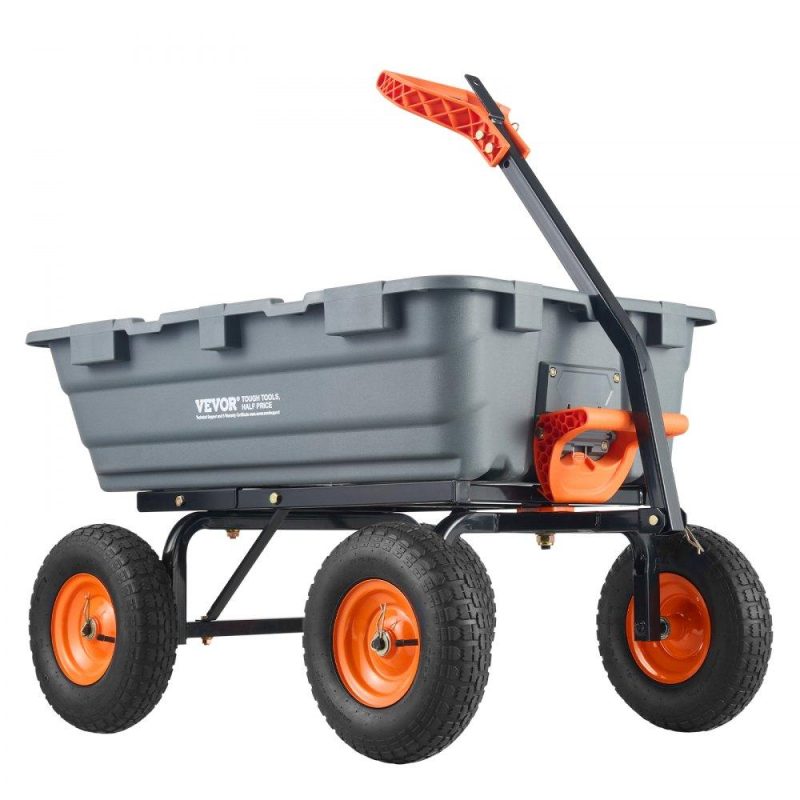 Patio Furniture & Accessories | Dump Cart, Poly Garden Dump Cart with Easy to Assemble Steel Frame, Dump Wagon with 2-in-1 Convertible Handle, 6.48 cu.ft Utility Wheelbarrow 1200 lbs Capacity, 13 inch Tires Lawn & Garden Patio Furniture & Accessories