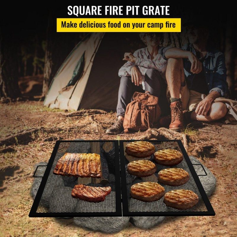 Patio Furniture & Accessories | Fire Pit Cooking Grate 36 Inch, Foldable Square Cooking Grill Grates, Heavy Duty X-Marks BBQ Grill with Portable Handle & Solid Steel for Outdoor Campfire Party & Gathering Lawn & Garden Patio Furniture & Accessories