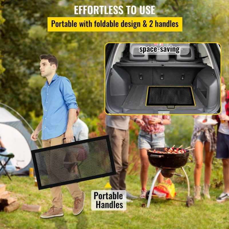 Patio Furniture & Accessories | Fire Pit Cooking Grate 36 Inch, Foldable Square Cooking Grill Grates, Heavy Duty X-Marks BBQ Grill with Portable Handle & Solid Steel for Outdoor Campfire Party & Gathering Lawn & Garden Patio Furniture & Accessories