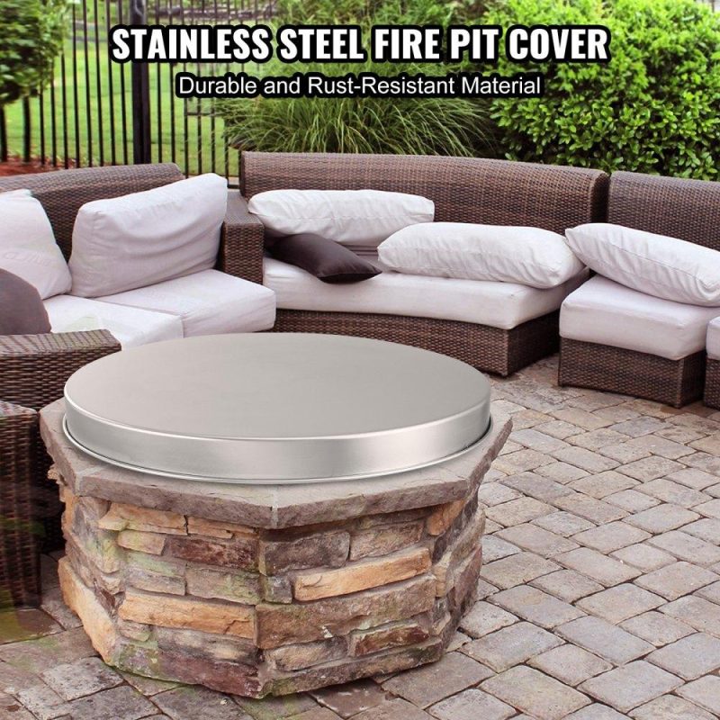 Patio Furniture & Accessories | Fire Pit Cover Lid, 20″ Portable Firepit Spark Screen,Stainless Steel Steel Metal Cover, Easy-Opening Outdoor Wood Burning and Camping Stove Accessory, for Outdoor Patio Fire Pits Backyard Lawn & Garden Patio Furniture & Accessories