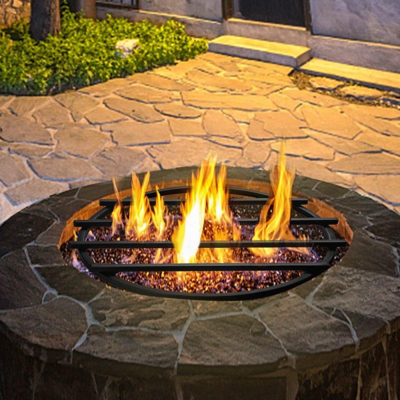 Patio Furniture & Accessories | Fire Pit Grate, Heavy Duty Iron Round Firewood Grate, Round Wood Fire Pit Grate 18″, Firepit Grate with Black Paint, Fire Grate with 4 Removable Square Legs for Burning Fireplace and Firepits Lawn & Garden Patio Furniture & Accessories