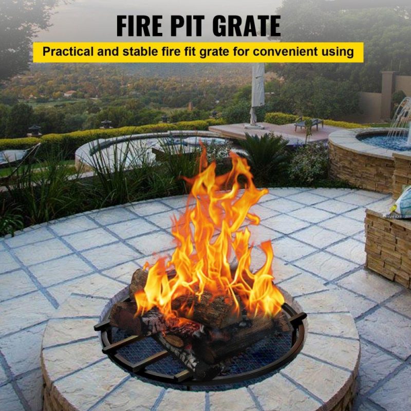 Patio Furniture & Accessories | Fire Pit Grate, Heavy Duty Iron Round Firewood Grate, Round Wood Fire Pit Grate 18″, Firepit Grate with Black Paint, Fire Grate with 4 Removable Square Legs for Burning Fireplace and Firepits Lawn & Garden Patio Furniture & Accessories