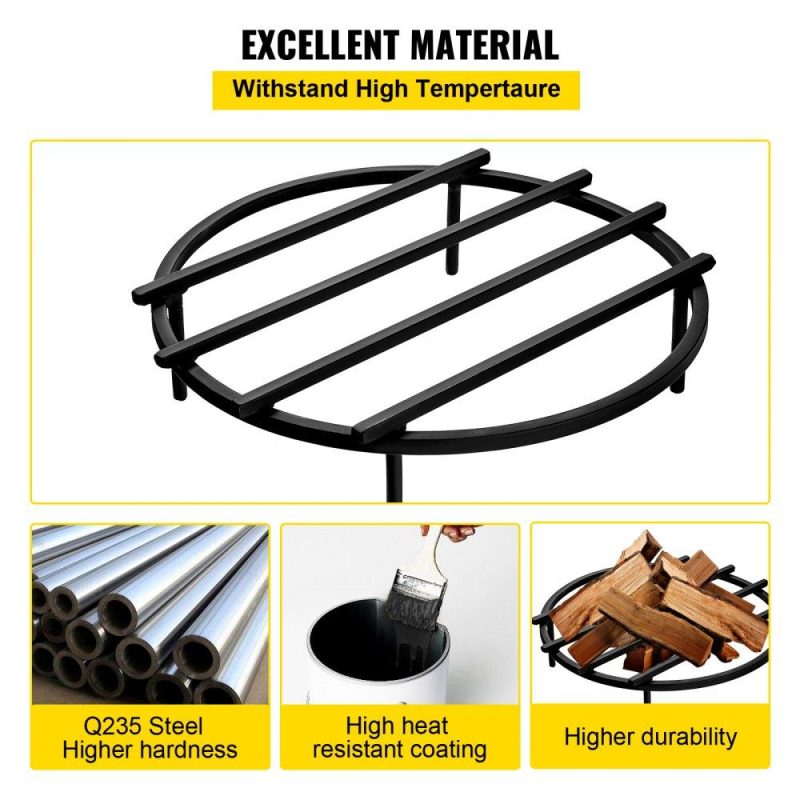 Patio Furniture & Accessories | Fire Pit Grate, Heavy Duty Iron Round Firewood Grate, Round Wood Fire Pit Grate 18″, Firepit Grate with Black Paint, Fire Grate with 4 Removable Square Legs for Burning Fireplace and Firepits Lawn & Garden Patio Furniture & Accessories