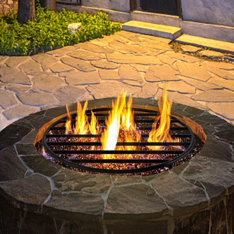 Patio Furniture & Accessories | Fire Pit Grate, Heavy Duty Iron Round Firewood Grate, Round Wood Fire Pit Grate 19″, Firepit Grate with Black Paint, Fire Grate with 4 Removable Round Legs for Burning Fireplace and Firepits Lawn & Garden Patio Furniture & Accessories