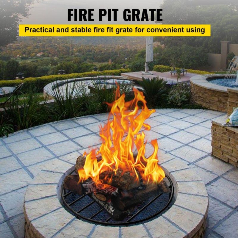 Patio Furniture & Accessories | Fire Pit Grate, Heavy Duty Iron Round Firewood Grate, Round Wood Fire Pit Grate 19″, Firepit Grate with Black Paint, Fire Grate with 4 Removable Round Legs for Burning Fireplace and Firepits Lawn & Garden Patio Furniture & Accessories