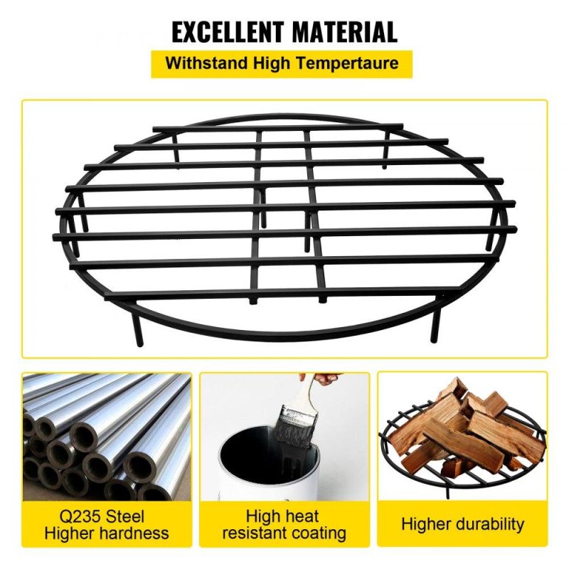 Patio Furniture & Accessories | Fire Pit Grate, Heavy Duty Iron Round Firewood Grate, Round Wood Fire Pit Grate 36″, Firepit Grate with Black Paint, Fire Grate with 9 Removable Legs for Burning Fireplace and Firepits Lawn & Garden Patio Furniture & Accessories