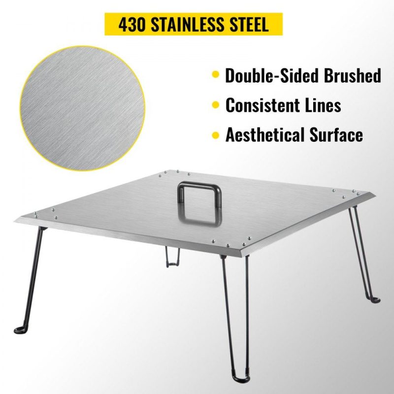 Patio Furniture & Accessories | Fire Pit Heat Deflector 30 x 30 x 13 Inch, Stainless Steel Fire Pit Cover 1.5mm Thick, Square Fire Pit Burner Cover to Push Heat Down and Out, Fire Pit Lid with Foldable Legs and Carrying Handle Lawn & Garden Patio Furniture & Accessories