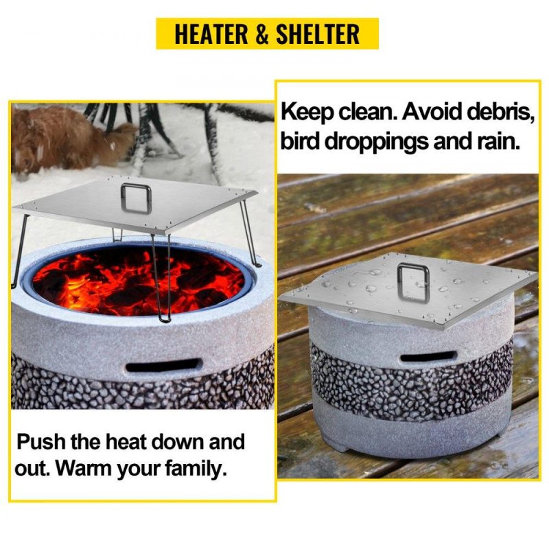 Patio Furniture & Accessories | Fire Pit Heat Deflector 30 x 30 x 13 Inch, Stainless Steel Fire Pit Cover 1.5mm Thick, Square Fire Pit Burner Cover to Push Heat Down and Out, Fire Pit Lid with Foldable Legs and Carrying Handle Lawn & Garden Patio Furniture & Accessories