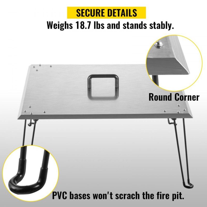 Patio Furniture & Accessories | Fire Pit Heat Deflector 30 x 30 x 13 Inch, Stainless Steel Fire Pit Cover 1.5mm Thick, Square Fire Pit Burner Cover to Push Heat Down and Out, Fire Pit Lid with Foldable Legs and Carrying Handle Lawn & Garden Patio Furniture & Accessories