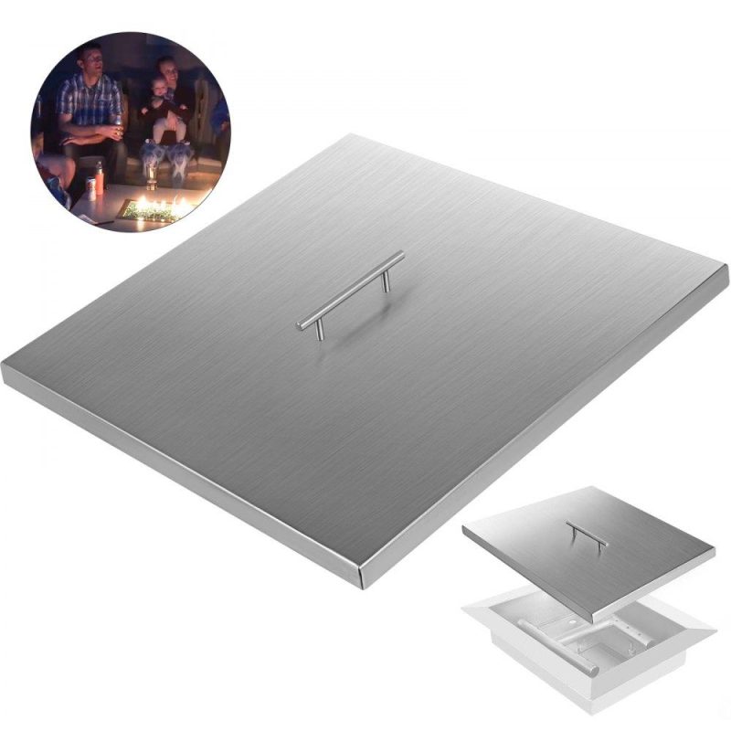 Patio Furniture & Accessories | Fire Pit Lid 21 x 21 Inch 1.5mm Thick 430 Stainless Steel Fire Pit Burner Cover Square Fire Pit Lid for Drop-in Fire Pit Pan Lawn & Garden Patio Furniture & Accessories