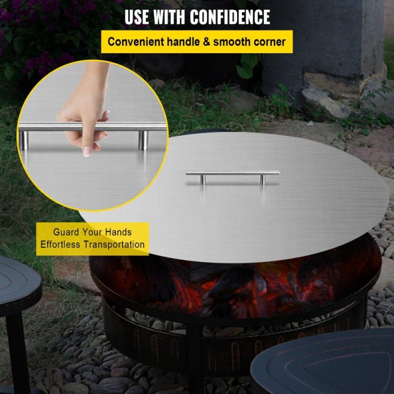 Patio Furniture & Accessories | Fire Pit Lid Round 20 Inch Fire Pit Ring Lid 1.5 mm Thick 304 Stainless Steel Fire Pit Burner Cover for Round Patio Fire Pit Lawn & Garden Patio Furniture & Accessories