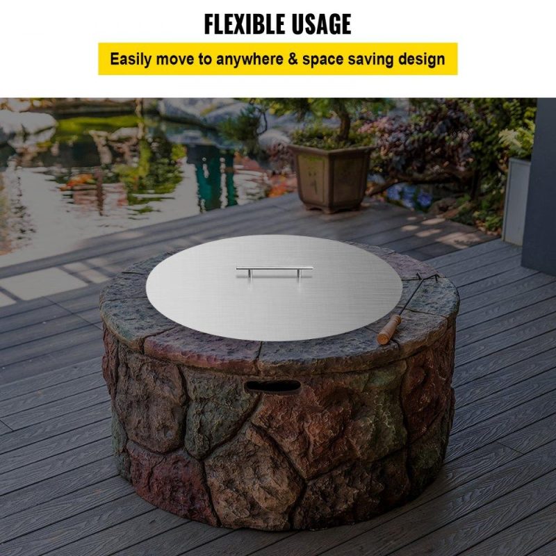 Patio Furniture & Accessories | Fire Pit Lid Round 20 Inch Fire Pit Ring Lid 1.5 mm Thick 304 Stainless Steel Fire Pit Burner Cover for Round Patio Fire Pit Lawn & Garden Patio Furniture & Accessories