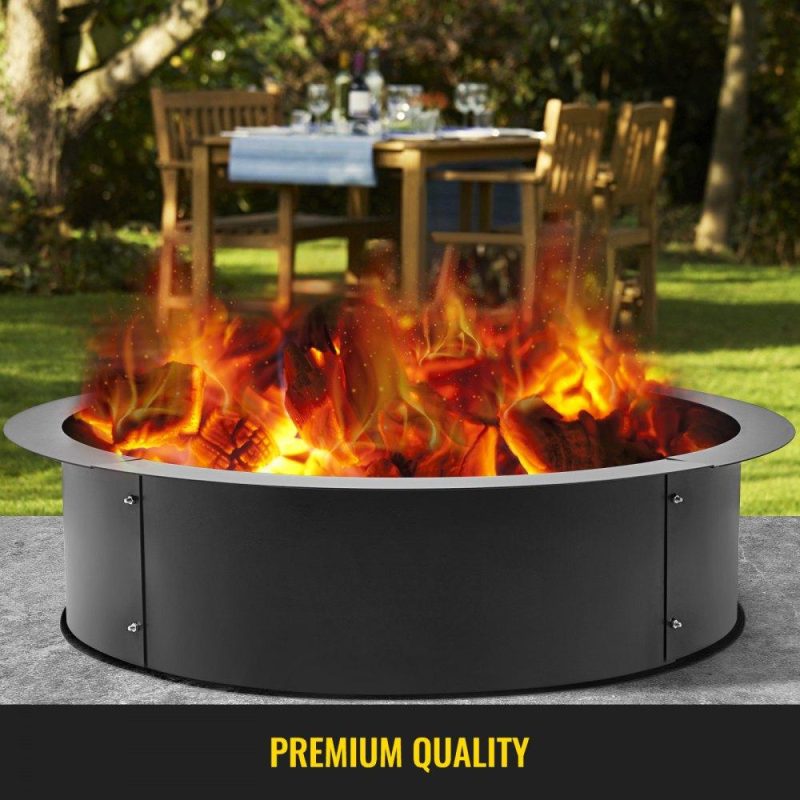 Patio Furniture & Accessories | Fire Pit Ring 36-Inch Outer/30-Inch Inner Diameter, Fire Pit Insert 3.0mm Thick Heavy Duty Solid Steel, Fire Pit Liner DIY Campfire Ring Above or In-Ground for Outdoor Lawn & Garden Patio Furniture & Accessories