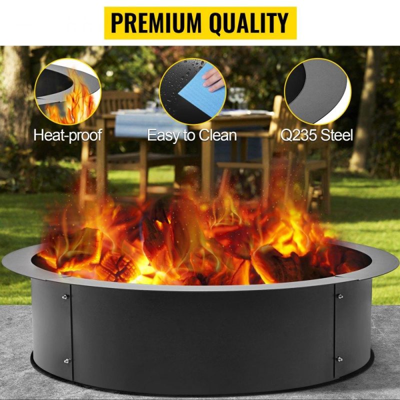 Patio Furniture & Accessories | Fire Pit Ring 42-Inch Outer/36-Inch Inner Diameter, Fire Pit Insert 3.0mm Thick Heavy Duty Solid Steel, Fire Pit Liner DIY Campfire Ring Above or In-Ground for Outdoor Lawn & Garden Patio Furniture & Accessories