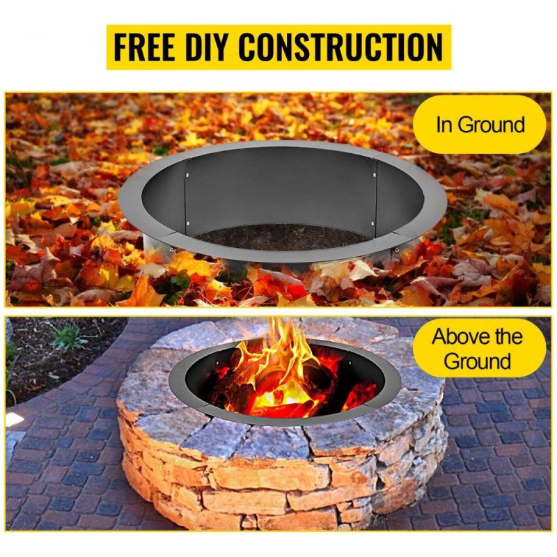 Patio Furniture & Accessories | Fire Pit Ring 42-Inch Outer/36-Inch Inner Diameter, Fire Pit Insert 3.0mm Thick Heavy Duty Solid Steel, Fire Pit Liner DIY Campfire Ring Above or In-Ground for Outdoor Lawn & Garden Patio Furniture & Accessories