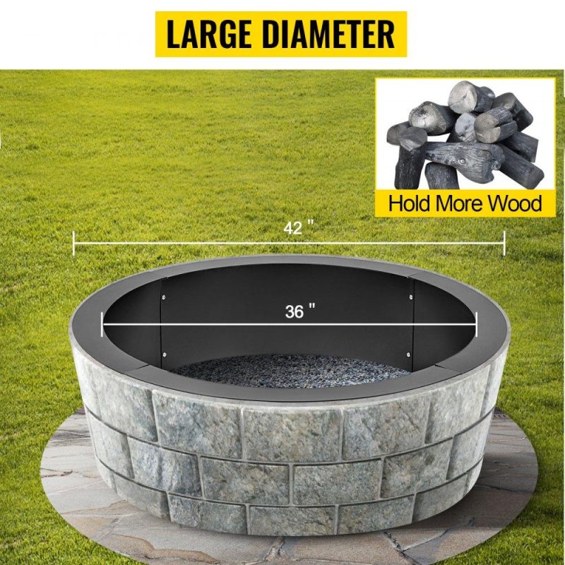 Patio Furniture & Accessories | Fire Pit Ring 42-Inch Outer/36-Inch Inner Diameter, Fire Pit Insert 3.0mm Thick Heavy Duty Solid Steel, Fire Pit Liner DIY Campfire Ring Above or In-Ground for Outdoor Lawn & Garden Patio Furniture & Accessories