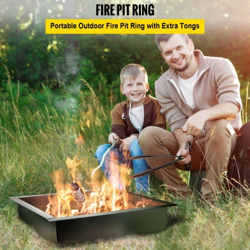 Patio Furniture & Accessories | Fire Pit Ring, 42-Inch Outer/36-Inch Inner Diameter Fire Pit Liner,1.5 mm Thickness Fire Pit Insert, DIY Fire Ring On & In-Ground, Smokeless Bonfire Liner with Easy Assembly for Outdoors Lawn & Garden Patio Furniture & Accessories