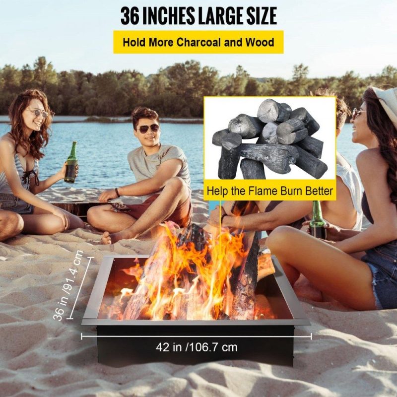 Patio Furniture & Accessories | Fire Pit Ring, 42-Inch Outer/36-Inch Inner Diameter Fire Pit Liner,1.5 mm Thickness Fire Pit Insert, DIY Fire Ring On & In-Ground, Smokeless Bonfire Liner with Easy Assembly for Outdoors Lawn & Garden Patio Furniture & Accessories