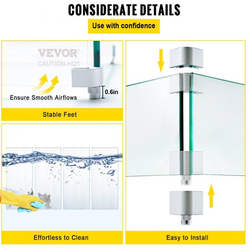 Patio Furniture & Accessories | Fire Pit Wind Guard, 14 x 14 x 6 Inch Glass Wind Guard, Rectangular Glass Shield, 0.3″ Thick Fire Table, Clear Tempered Glass Flame Guard, Steady Feet Tree Pit Guard for Propane, Gas, Outdoor Lawn & Garden Patio Furniture & Accessories