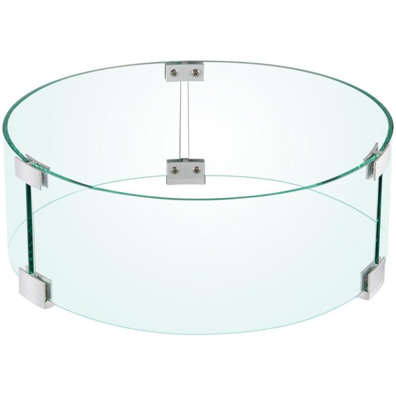 Patio Furniture & Accessories | Fire Pit Wind Guard, 17 x 17 x 6 Inch Glass Flame Guard, Round Glass Shield, 1/4-Inch Thick Fire Table, Clear Tempered Glass Flame Guard, Aluminum Alloy Feet for Propane, Gas, Outdoor Lawn & Garden Patio Furniture & Accessories