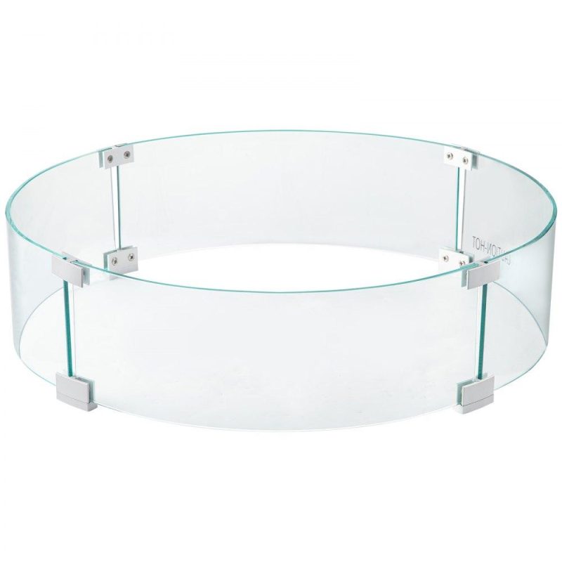 Patio Furniture & Accessories | Fire Pit Wind Guard, 24 x 24 x 6 inch Glass Flame Guard, Round Glass Shield, 1/4-Inch Thick Fire Table, Clear Tempered Glass Flame Guard, Aluminum Alloy Feet for Propane, Gas, Outdoor Lawn & Garden Patio Furniture & Accessories