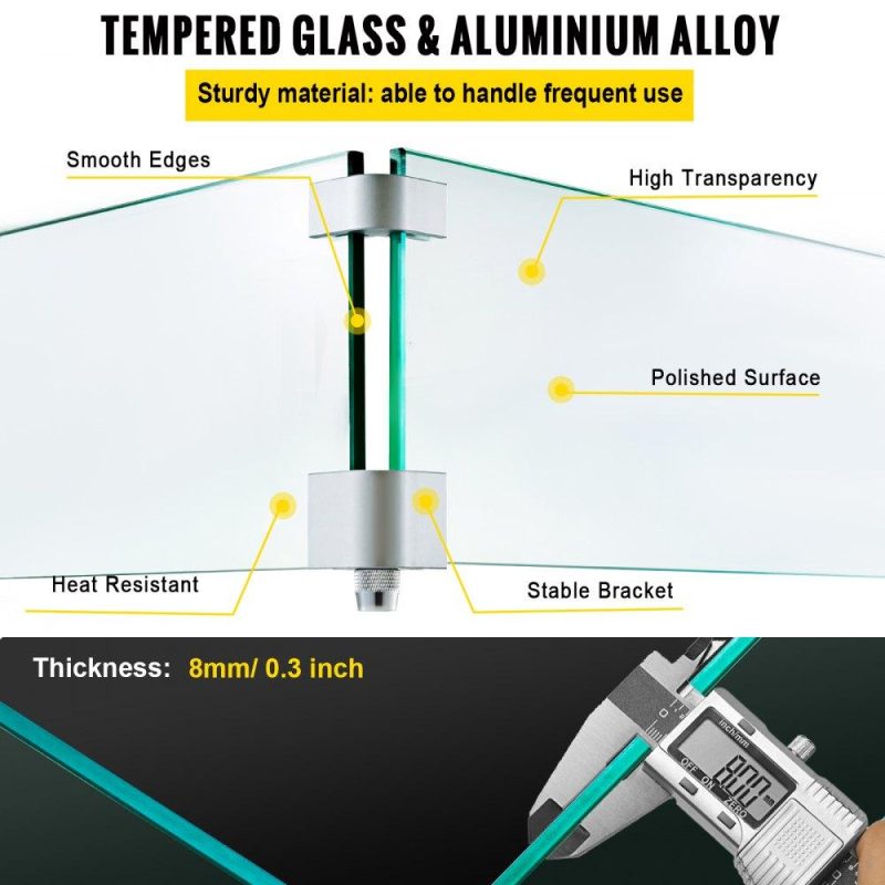 Patio Furniture & Accessories | Fire Pit Wind Guard, 29 x 13 x 6 Inch Glass Wind Guard, Rectangular Glass Shield, 0.3″ Thick Fire Table, Clear Tempered Glass Flame Guard, Steady Feet Tree Pit Guard for Propane, Gas, Outdoor Lawn & Garden Patio Furniture & Accessories