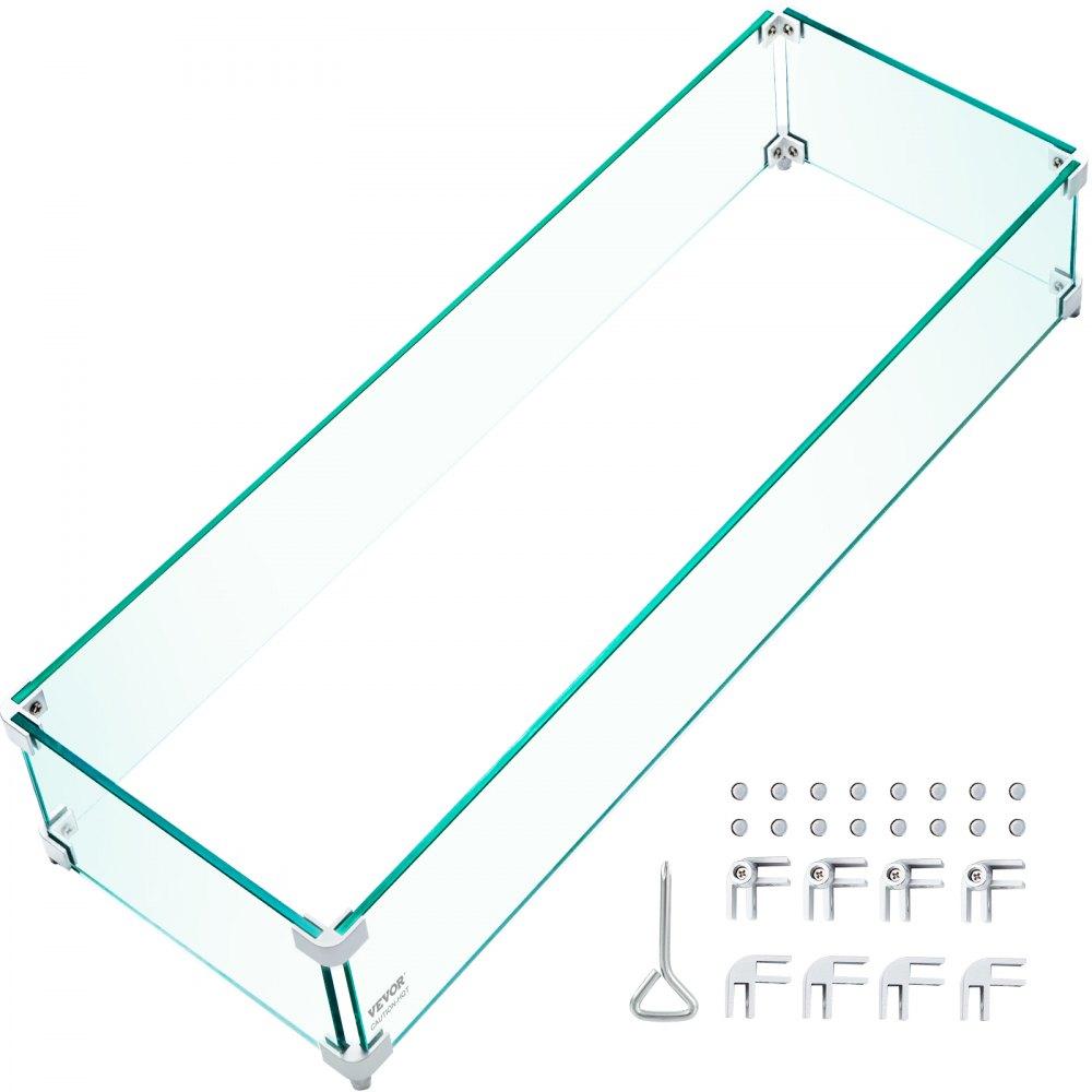 Patio Furniture & Accessories | Fire Pit Wind Guard, 30.5 x 11.5 x 6 Inch Glass Wind Guard, Rectangular Glass Shield, 0.3″ Thick Clear Tempered Glass Flame Guard, Steady Feet Tree Pit Guard for Propane, Gas, Outdoor Lawn & Garden Patio Furniture & Accessories