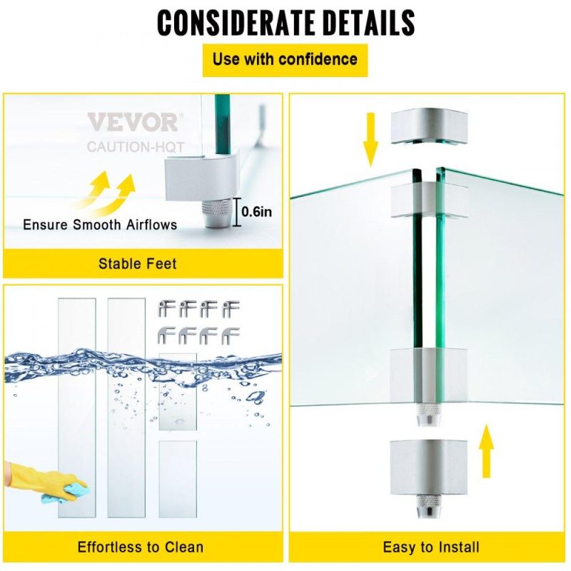 Patio Furniture & Accessories | Fire Pit Wind Guard, 35.5 x 11.5 x 6 Inch Glass Wind Guard, Rectangular Glass Shield, 0.3″ Clear Tempered Glass Flame Guard, Steady Feet Tree Pit Guard for Propane, Gas, Outdoor Lawn & Garden Patio Furniture & Accessories