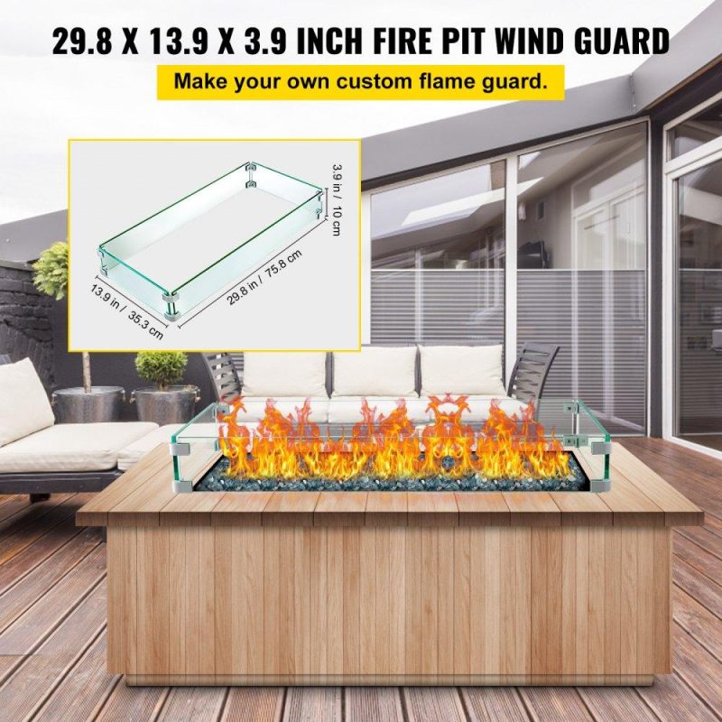 Patio Furniture & Accessories | Fire Pit Wind Guard Fire Pit Tempered Glass Wind Guard Fence (29.5 x 13.6 x 4 Inch) Lawn & Garden Patio Furniture & Accessories