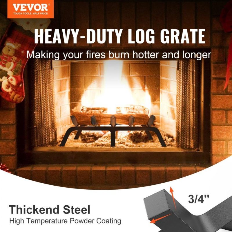 Patio Furniture & Accessories | Fireplace Log Grate, 21 inch Heavy Duty Fireplace Grate with 6 Support Legs, 3/4’’ Solid Powder-coated Steel Bars, Log Firewood Burning Rack Holder for Indoor and Outdoor Fireplace Lawn & Garden Patio Furniture & Accessories