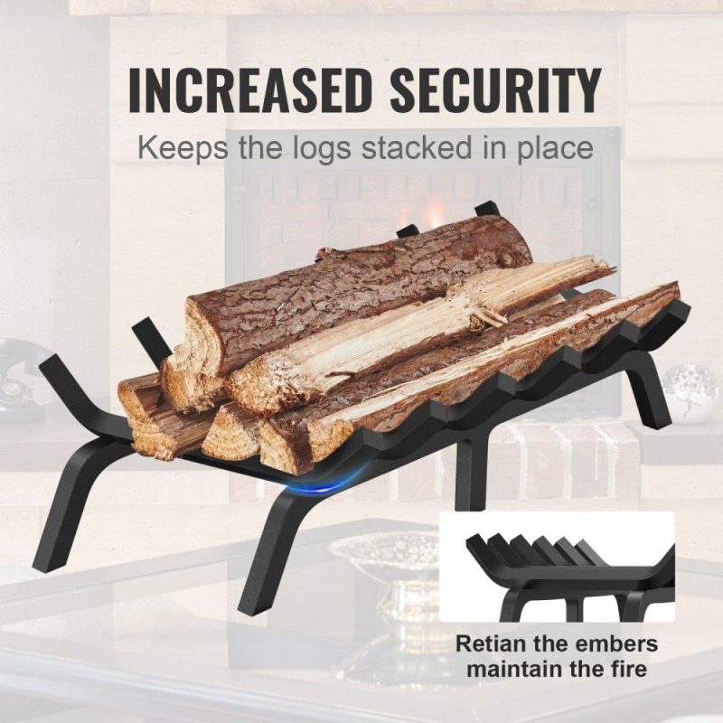 Patio Furniture & Accessories | Fireplace Log Grate, 27 inch Heavy Duty Fireplace Grate with 6 Support Legs, 3/4’’ Solid Powder-coated Steel Bars, Log Firewood Burning Rack Holder for Indoor and Outdoor Fireplace Lawn & Garden Patio Furniture & Accessories