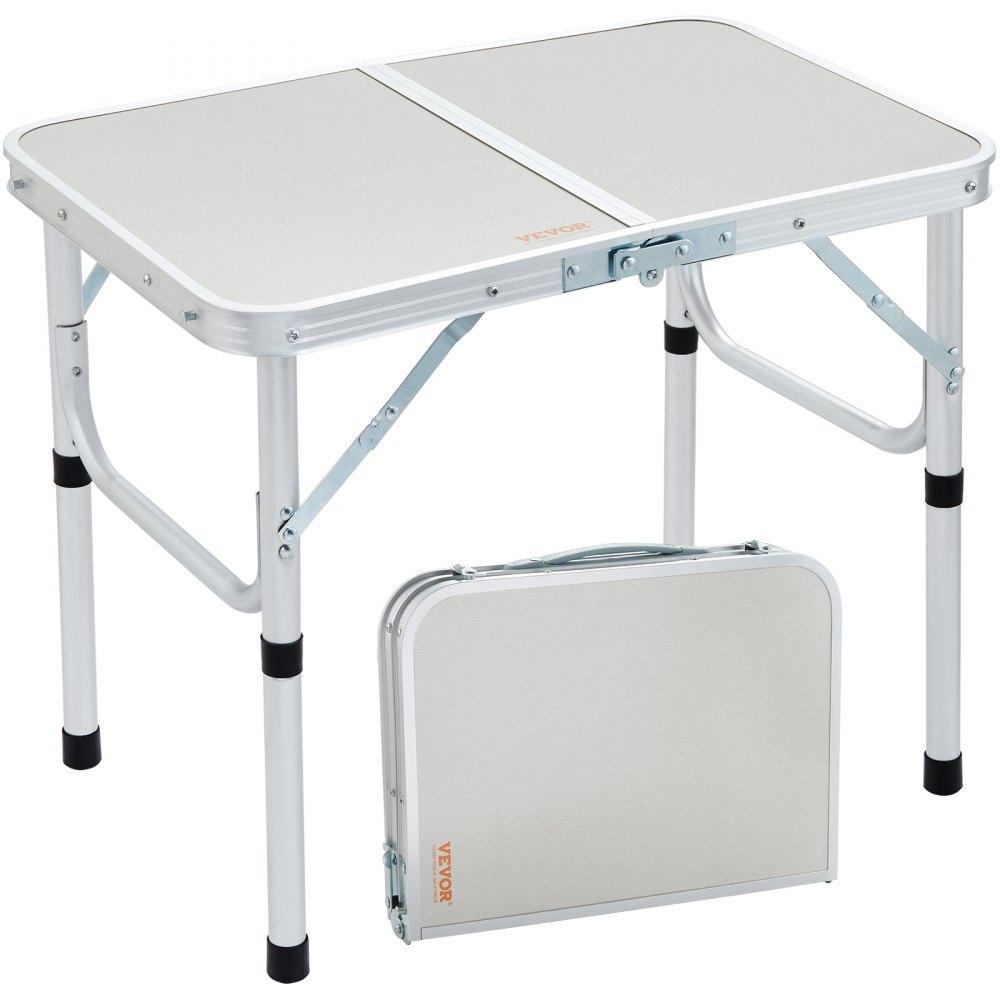 Patio Furniture & Accessories | Folding Camping Table, Adjustable Height Outdoor Portable Side Tables, Lightweight Fold Up Table, Aluminum & MDF Ultra Compact Work Table, For Cooking, Beach, Picnic, Travel, 24×16 inch, Silver Lawn & Garden Patio Furniture & Accessories