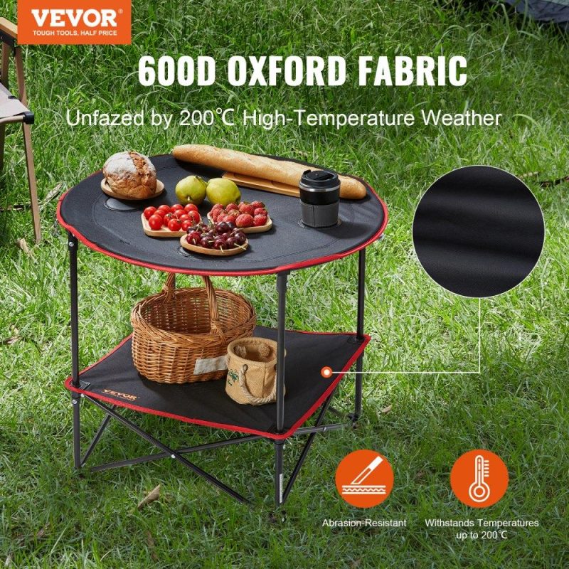 Patio Furniture & Accessories | Folding Camping Table, Outdoor Portable Side Tables, Lightweight Fold Up Table, 600D Oxford Fabric & Steel Ultra Compact Work Table with Large Storage & Carry Bag, For Beach Picnic, 28.3″x24″ Lawn & Garden Patio Furniture & Accessories