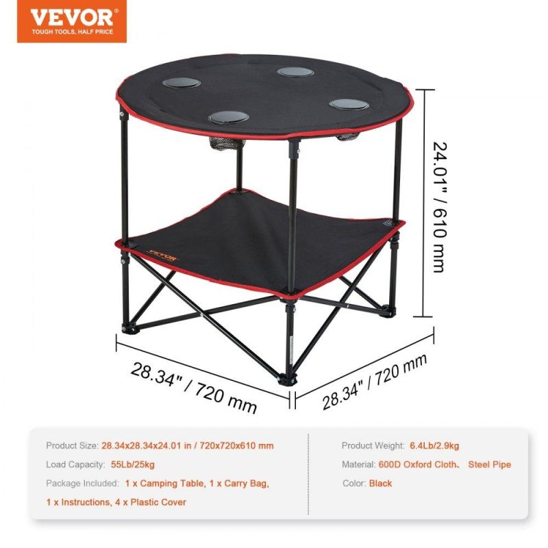 Patio Furniture & Accessories | Folding Camping Table, Outdoor Portable Side Tables, Lightweight Fold Up Table, 600D Oxford Fabric & Steel Ultra Compact Work Table with Large Storage & Carry Bag, For Beach Picnic, 28.3″x24″ Lawn & Garden Patio Furniture & Accessories