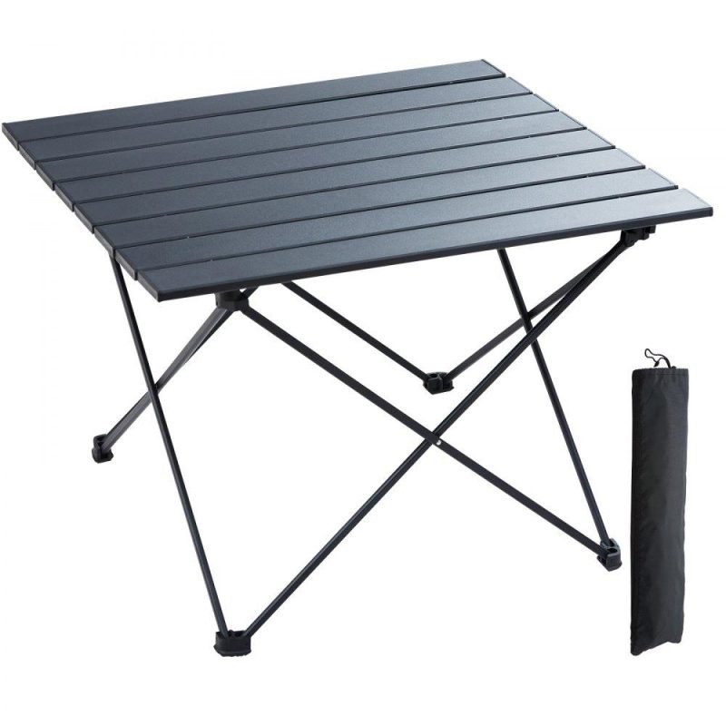 Patio Furniture & Accessories | Folding Camping Table, Outdoor Portable Side Tables, Lightweight Fold Up Table, Aluminum Alloy Ultra Compact Work Table with Carry Bag, For Cooking, Beach, Picnic, Travel, 22.2×15.9 inch, Black Lawn & Garden Patio Furniture & Accessories