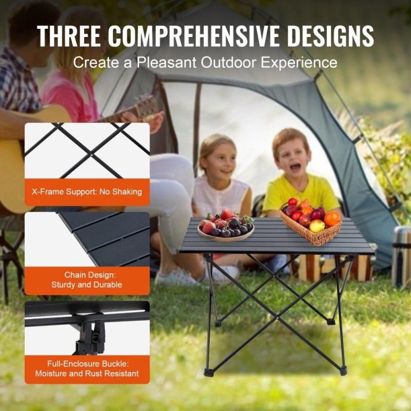 Patio Furniture & Accessories | Folding Camping Table, Outdoor Portable Side Tables, Lightweight Fold Up Table, Aluminum Alloy Ultra Compact Work Table with Carry Bag, For Cooking, Beach, Picnic, Travel, 22.2×15.9 inch, Black Lawn & Garden Patio Furniture & Accessories