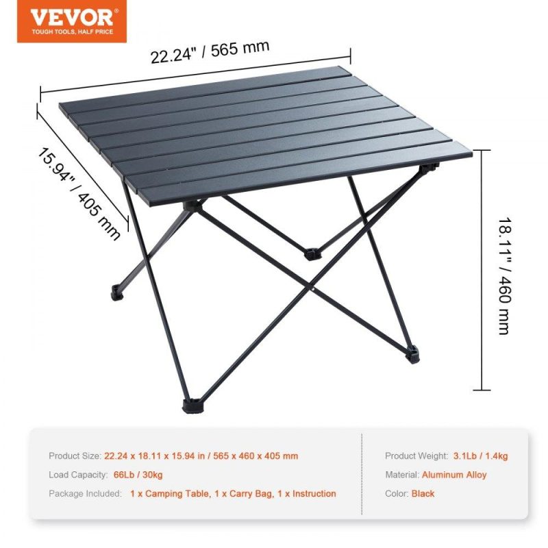 Patio Furniture & Accessories | Folding Camping Table, Outdoor Portable Side Tables, Lightweight Fold Up Table, Aluminum Alloy Ultra Compact Work Table with Carry Bag, For Cooking, Beach, Picnic, Travel, 22.2×15.9 inch, Black Lawn & Garden Patio Furniture & Accessories