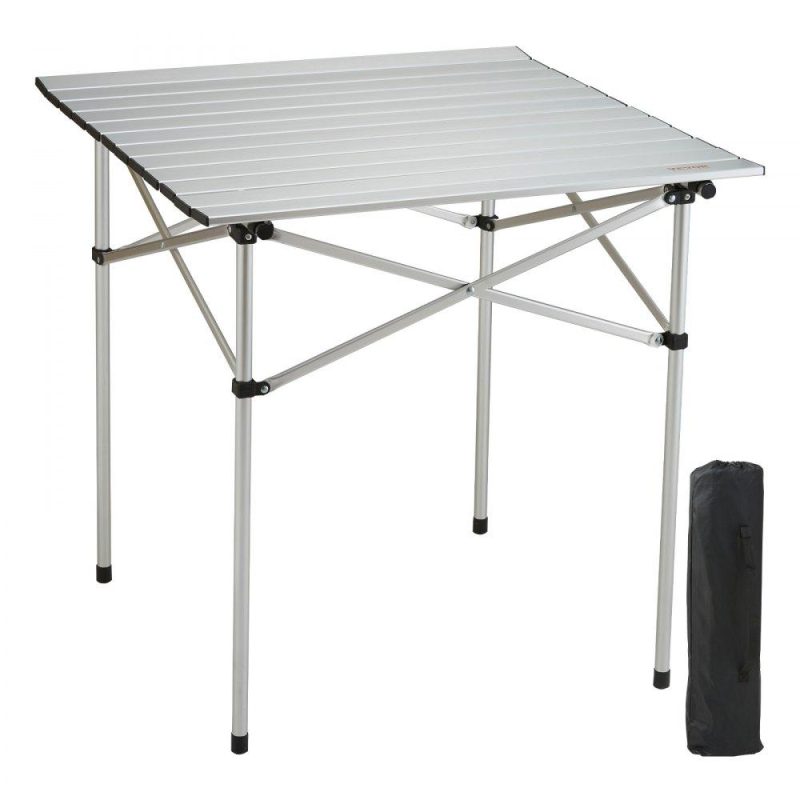 Patio Furniture & Accessories | Folding Camping Table, Outdoor Portable Side Tables, Lightweight Fold Up Table, Aluminum Ultra Compact Work Table with Carry Bag, For Cooking, Beach, Picnic, Travel, 24×16 inch, Silver Lawn & Garden Patio Furniture & Accessories