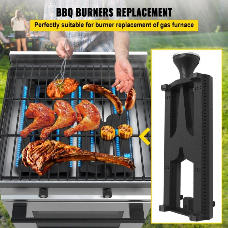 Patio Furniture & Accessories | Grill Burners, Cast Iron BBQ Burners Replacement, 2 Packs Grill Burner Replacement, Flame Grill with 16.1″ Length Barbecue Replacement Parts with Evenly Burning for for Premium Gas Grills Lawn & Garden Patio Furniture & Accessories