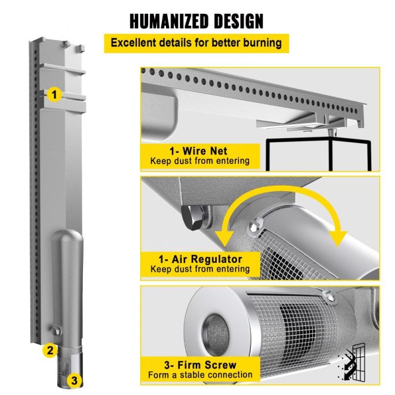 Patio Furniture & Accessories | Grill Burners, Stainless Steel BBQ Burners Replacement, 1 Pack Grill Burner Replacement, Flame Grill with 16.1″ Length Barbecue Replacement Parts with Evenly Burning for for Premium Gas Grills Lawn & Garden Patio Furniture & Accessories