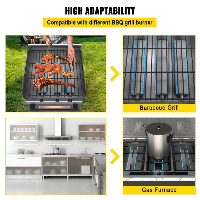 Patio Furniture & Accessories | Grill Burners, Stainless Steel BBQ Burners Replacement, 1 Pack Grill Burner Replacement, Flame Grill with 16.1″ Length Barbecue Replacement Parts with Evenly Burning for for Premium Gas Grills Lawn & Garden Patio Furniture & Accessories