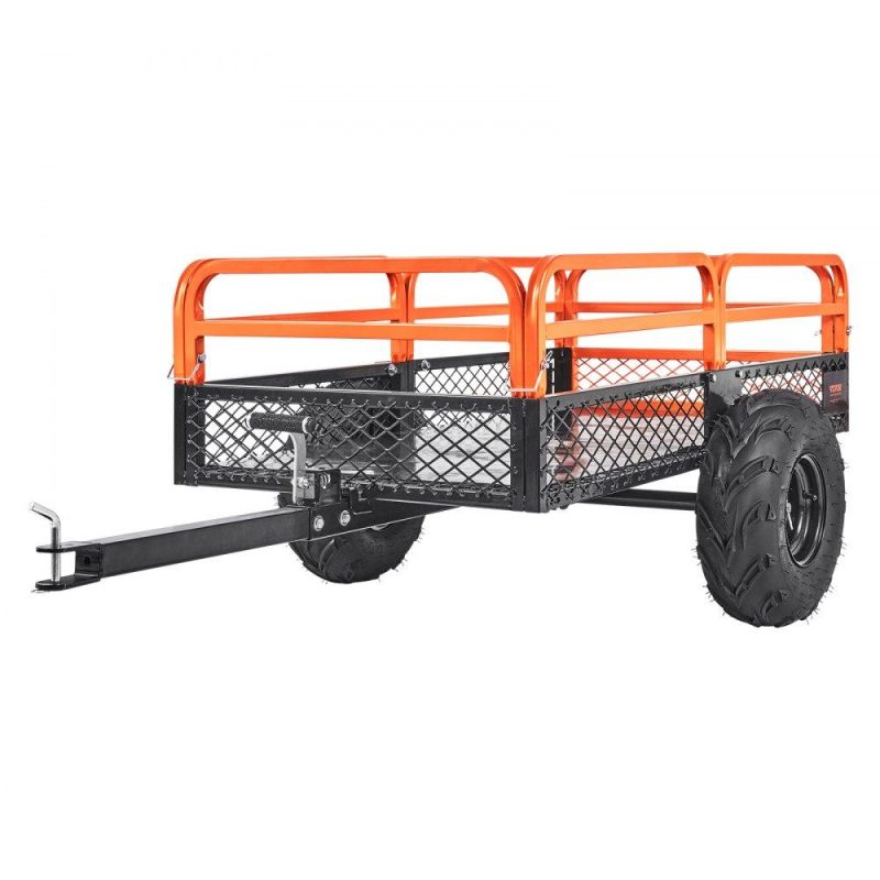 Patio Furniture & Accessories | Heavy Duty Steel ATV Dump Trailer, 1500-Pound Load Capacity 15 Cubic Feet, Tow Behind Dump Cart Garden Trailer, with Removable Sides and 2 Tires, for Mowers, Tractors, ATV, UTV Lawn & Garden Patio Furniture & Accessories